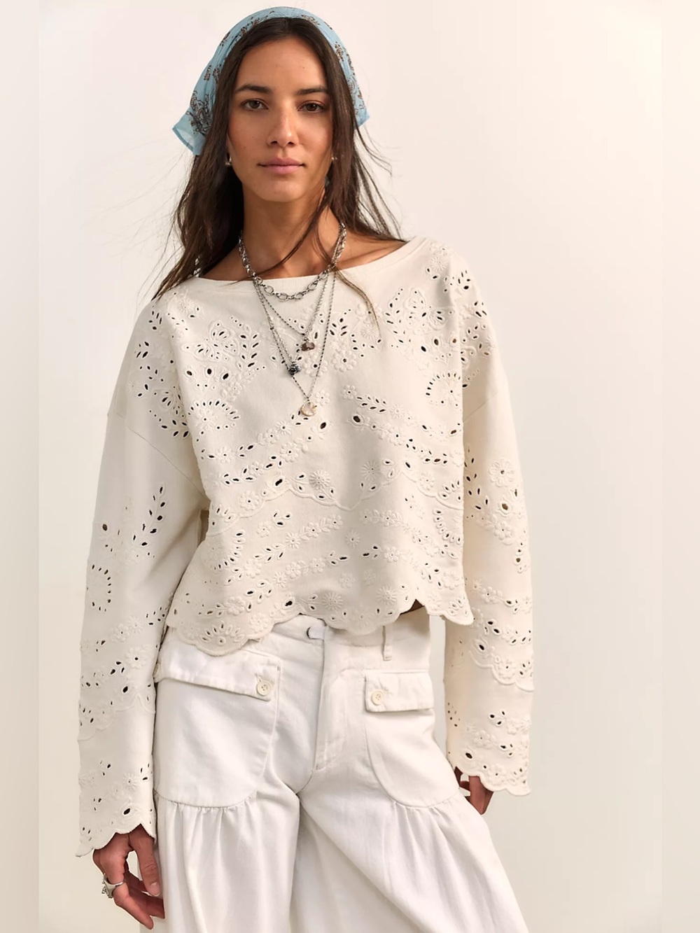 Free People Iris Embroidered Sweatshirt